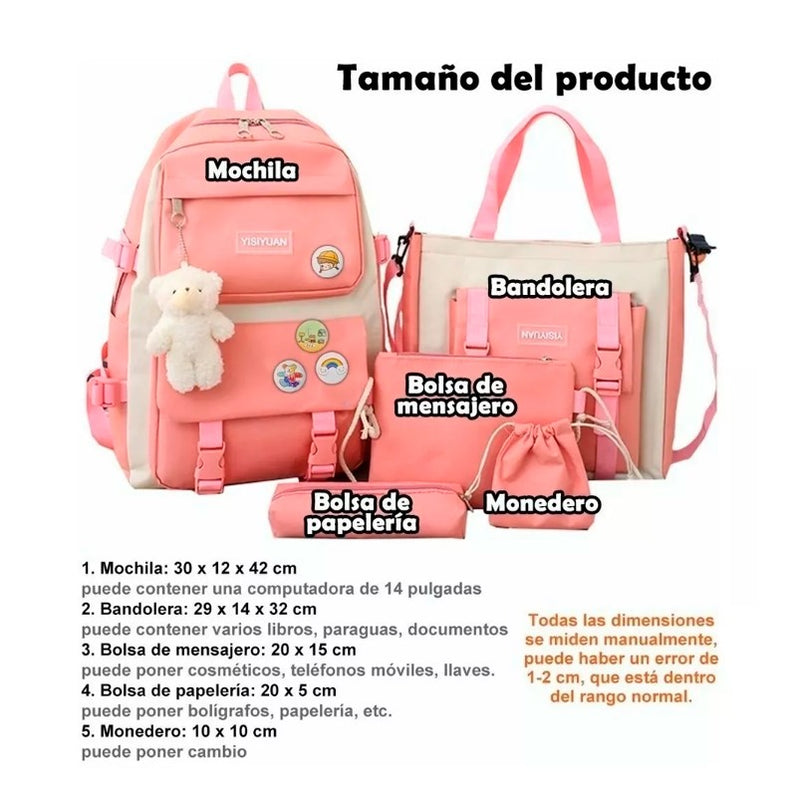 🎒 KIT COMPLETO 5 EN 1 😍✨ ¡Todo lo que necesitas en un solo combo!