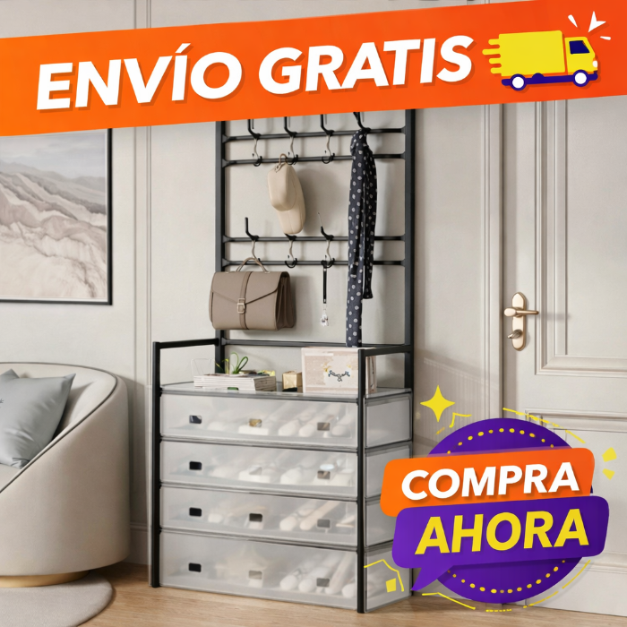 🧺 Organizador de Ropa y Zapatos 5 en 1 👗👟 | Perchero + Cajones Premium con tapa ✨