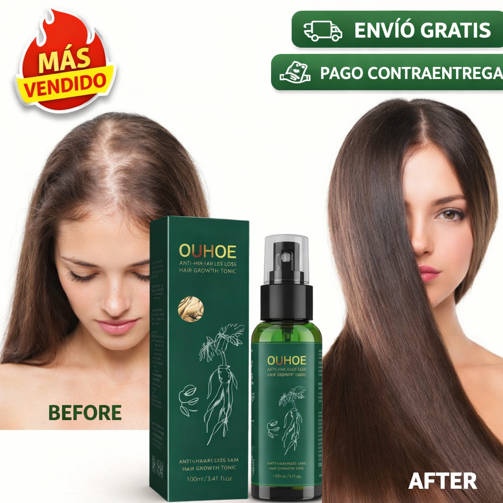 🌿 Spray Capilar OUHOE – Estimula Crecimiento + Reduce Caída (2×1) 💚