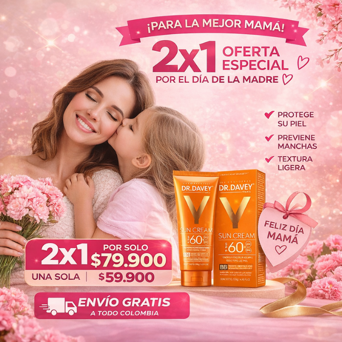 🌞💛 Protector Solar Facial DR. DAVEY SPF 60+ con Efecto BB Cream y color!