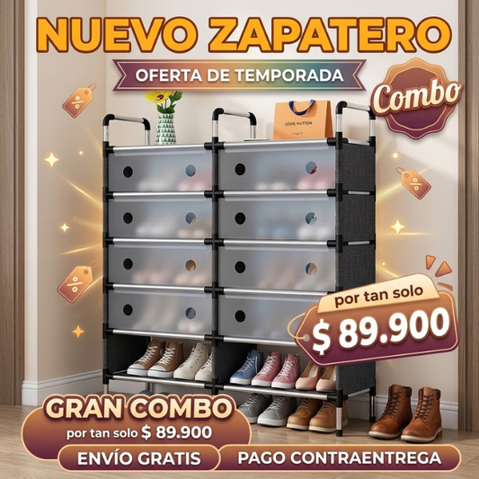 Mega Zapatero Doble: 10 Secciones para Organizar Todo tu Calzado