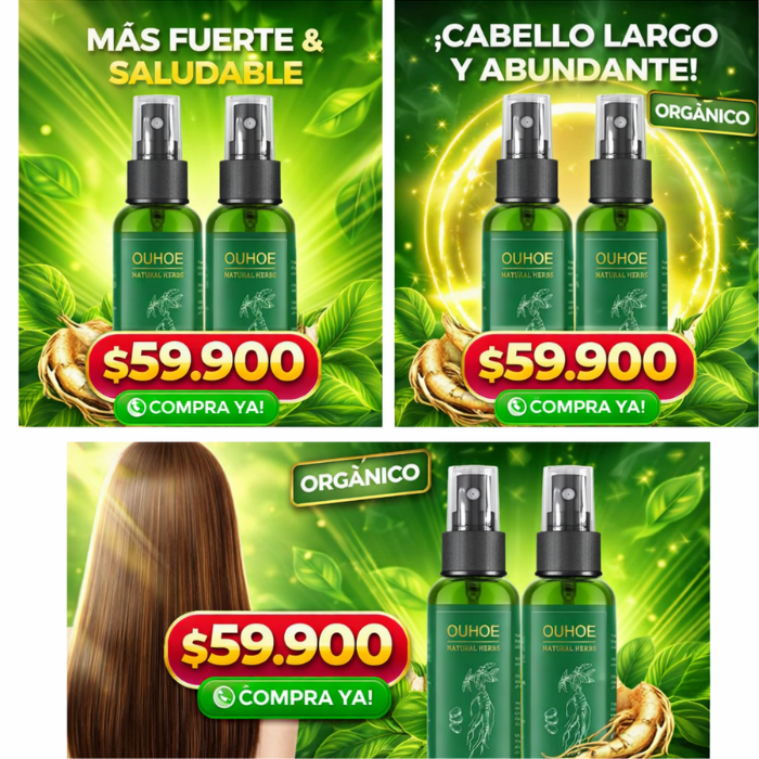 🌿 Spray Capilar OUHOE – Estimula Crecimiento + Reduce Caída (2×1) 💚