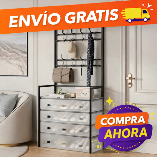 🧺 Organizador de Ropa y Zapatos 5 en 1 👗👟 | Perchero + Cajones Premium con tapa ✨