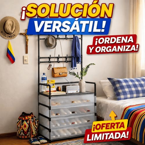 🧺 Organizador de Ropa y Zapatos 5 en 1 👗👟 | Perchero + Cajones Premium con tapa ✨