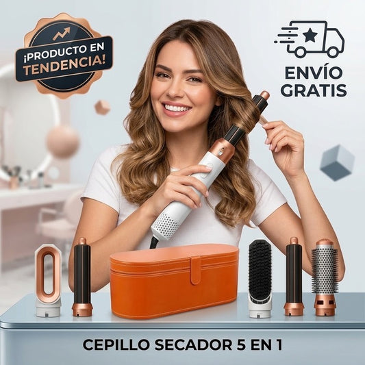 🔥 Cepillo Secador 5 en 1 Profesional con Estuche de Lujo 💎